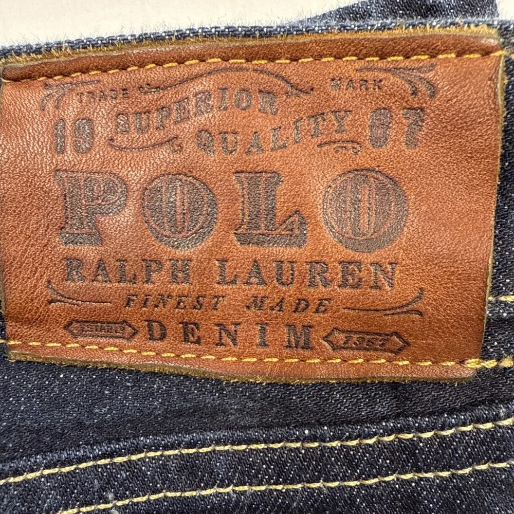 JEANS STRAIGHT Polo Ralph Lauren Men 38x30 Slim  Dark Wash Distress